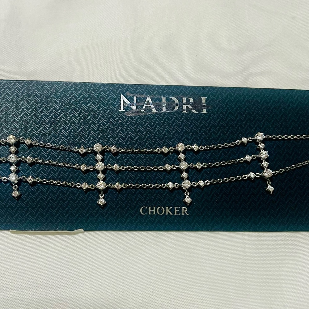 Nadri Silver Crystal Choker Necklace